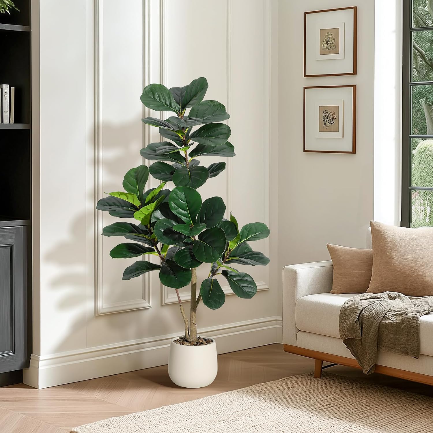 Ficus Lyrata Tree - 4피트 길이의 인조 피들리프 피규 나무,